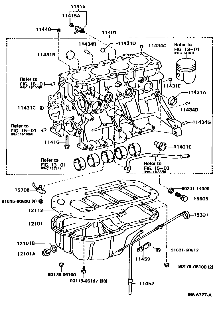 Toyota CAMRY Cylinder Block EPC diagram — MAA777A