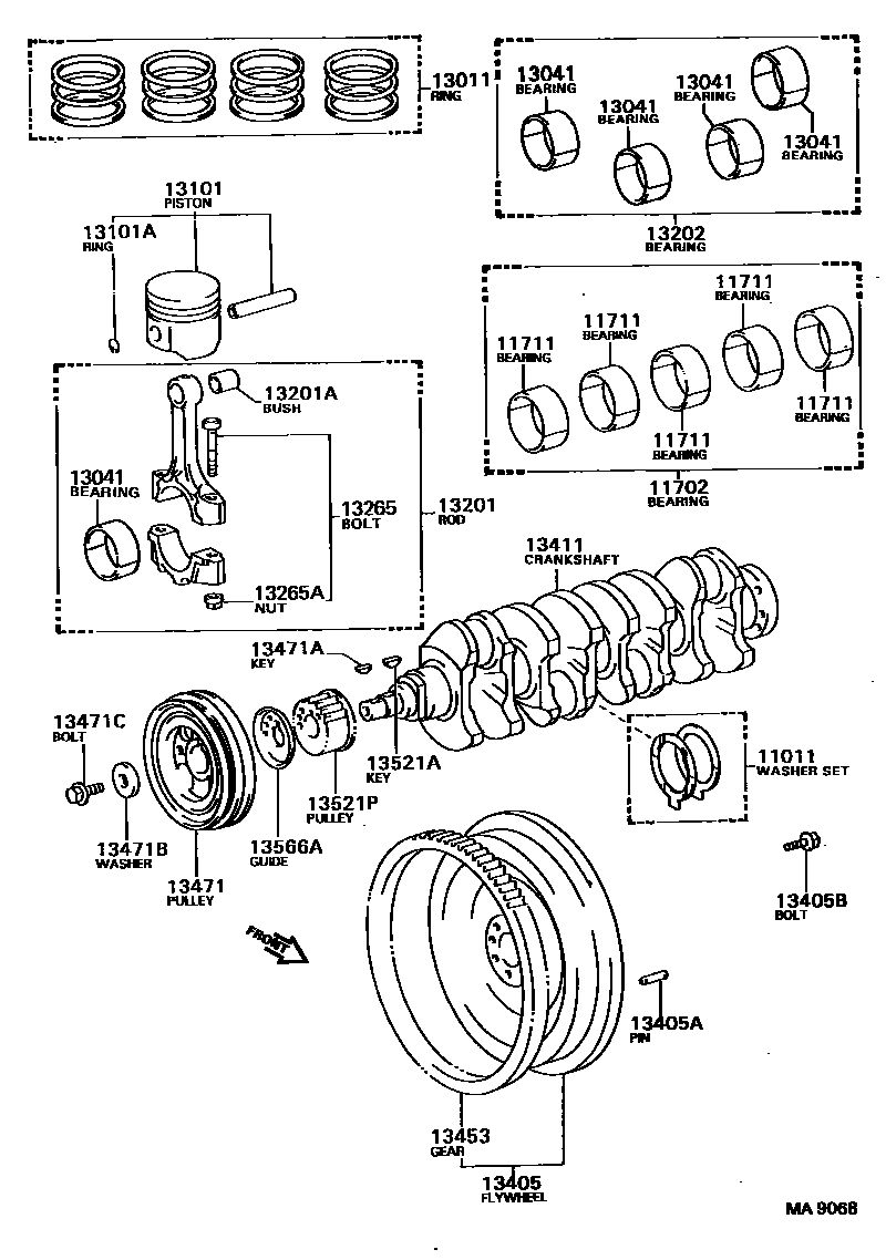 Toyota CAMRY Crankshaft & Piston EPC diagram — MA9068
