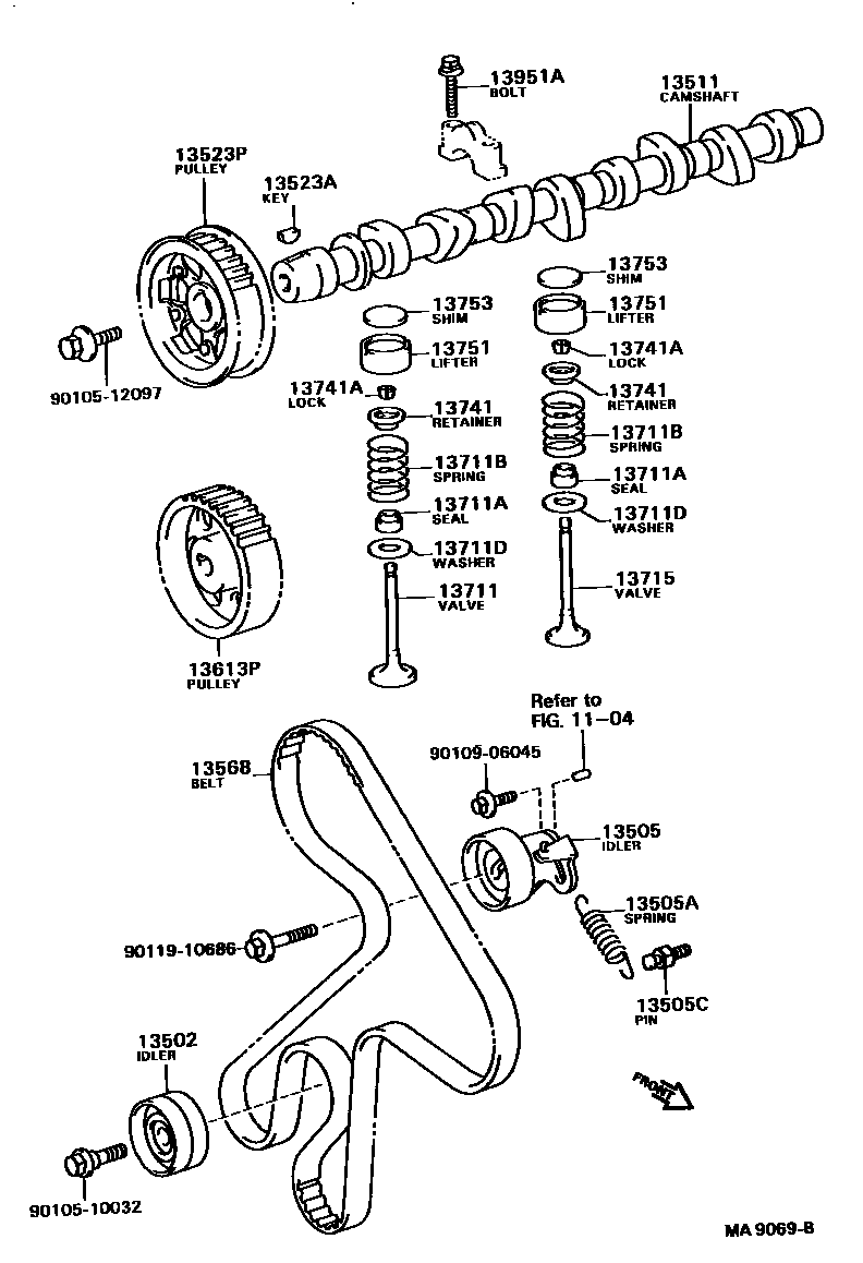 Toyota CAMRY Camshaft & Valve EPC diagram — MA9069B