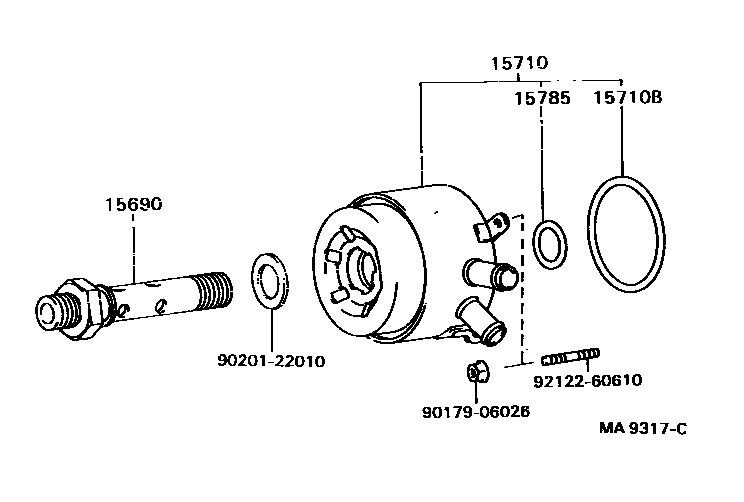 Toyota CAMRY Engine Oil Cooler EPC diagram — MA9317C