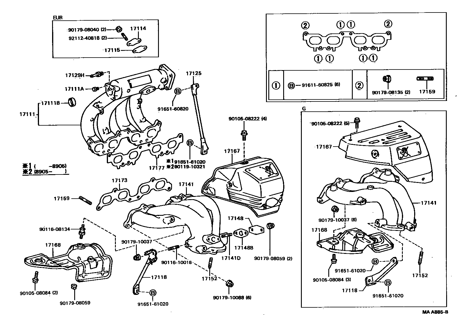 Toyota CAMRY Manifold EPC diagram — MAA885B