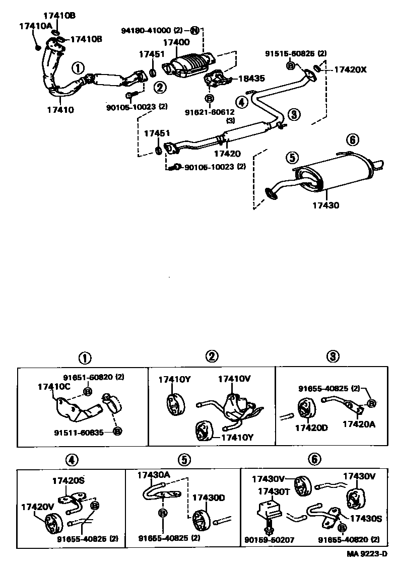 Toyota CAMRY Exhaust Pipe EPC diagram — MA9223D