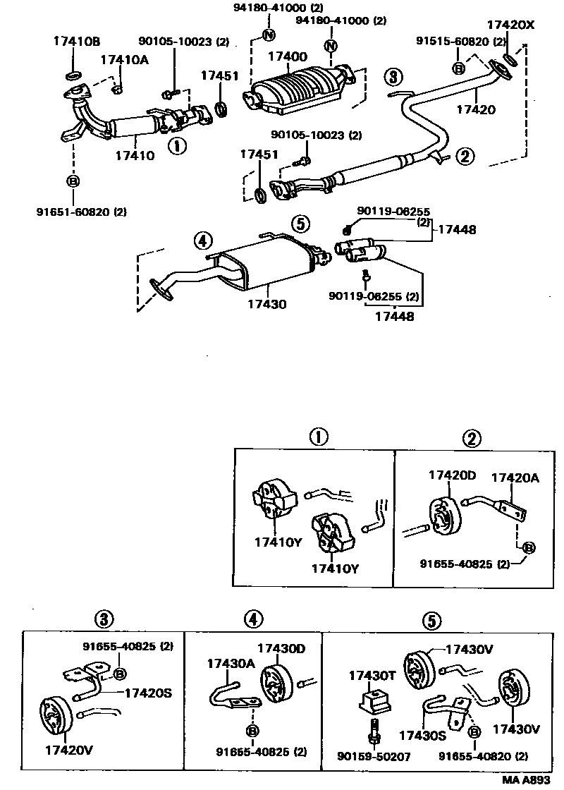 Toyota CAMRY Exhaust Pipe EPC diagram — MAA893
