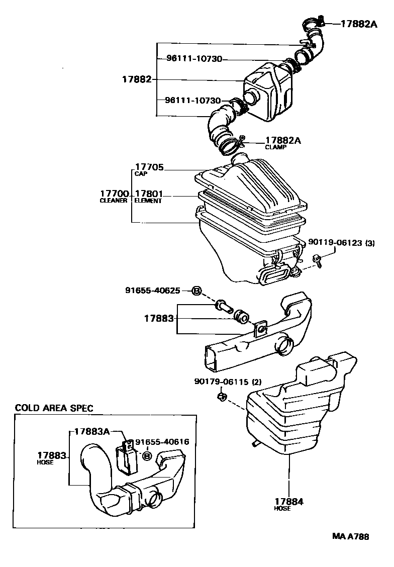 Toyota CAMRY Air Cleaner EPC diagram — MAA788