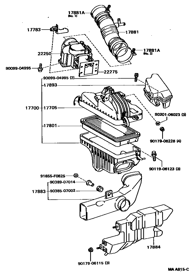 Toyota CAMRY Air Cleaner EPC diagram — MAA815C