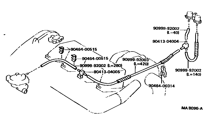 Toyota CAMRY vacuum tube EPC diagram — MAB096A