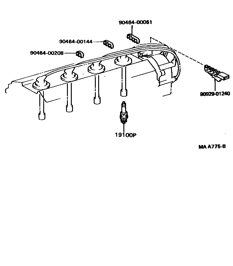 Toyota CAMRY 点火线圈和火花塞 EPC diagram — MAA775B
