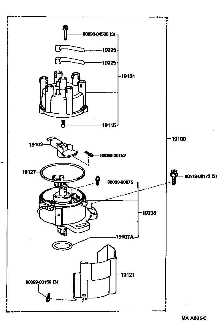Toyota CAMRY 分电器 EPC diagram — MAA695C