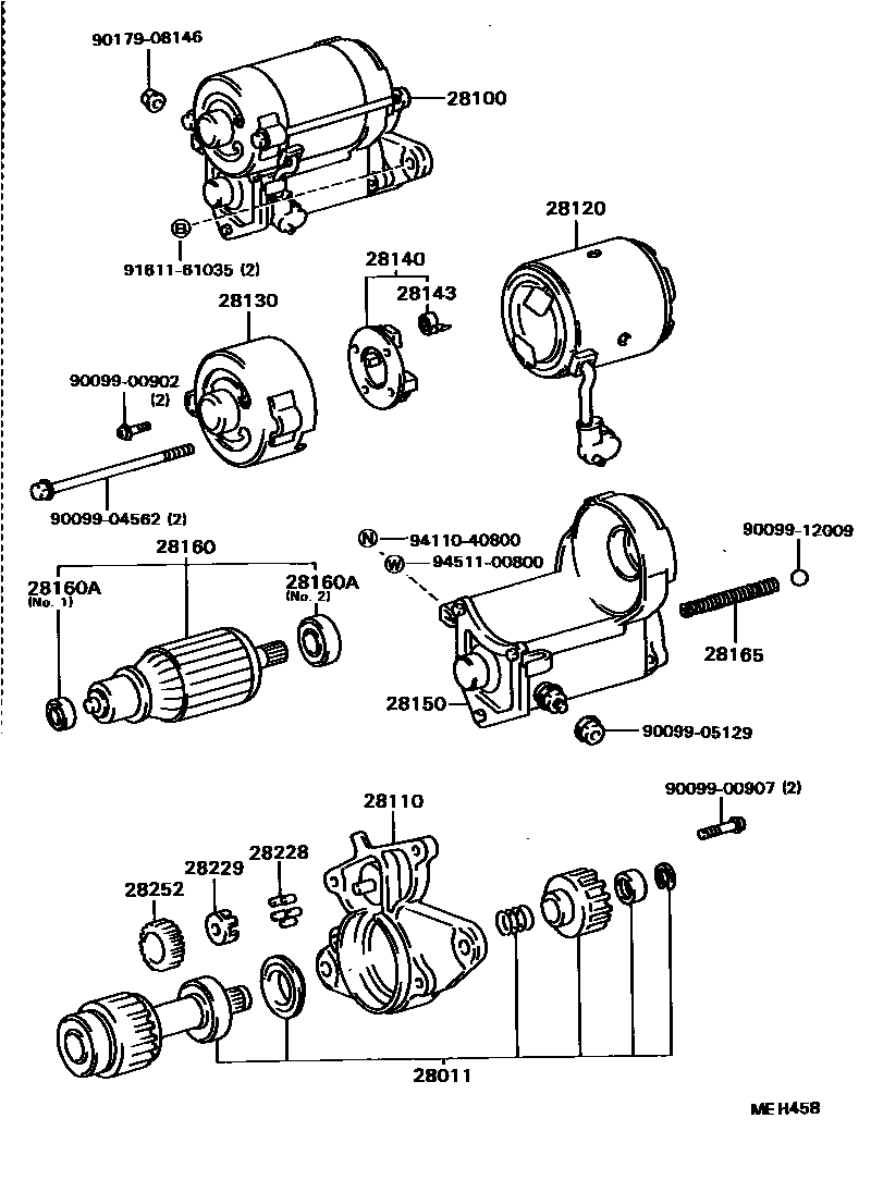 Toyota CAMRY 起动机 EPC diagram — MEH458