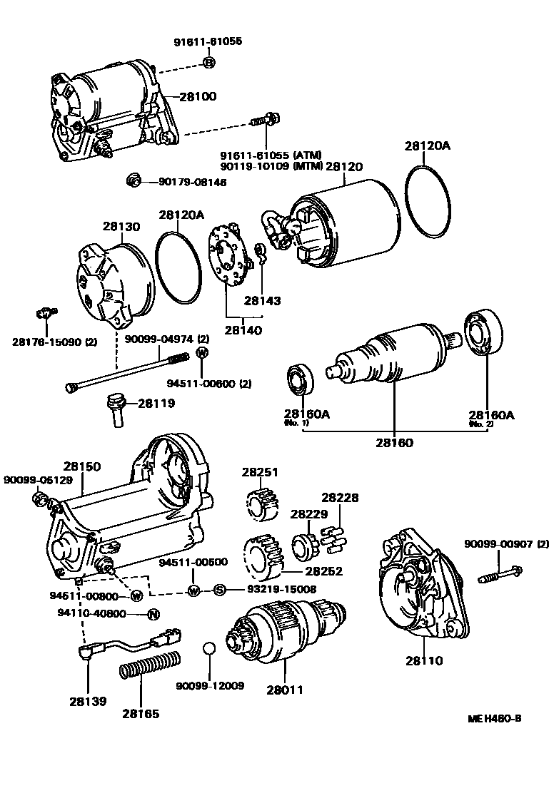 Toyota CAMRY 起动机 EPC diagram — MEH460B