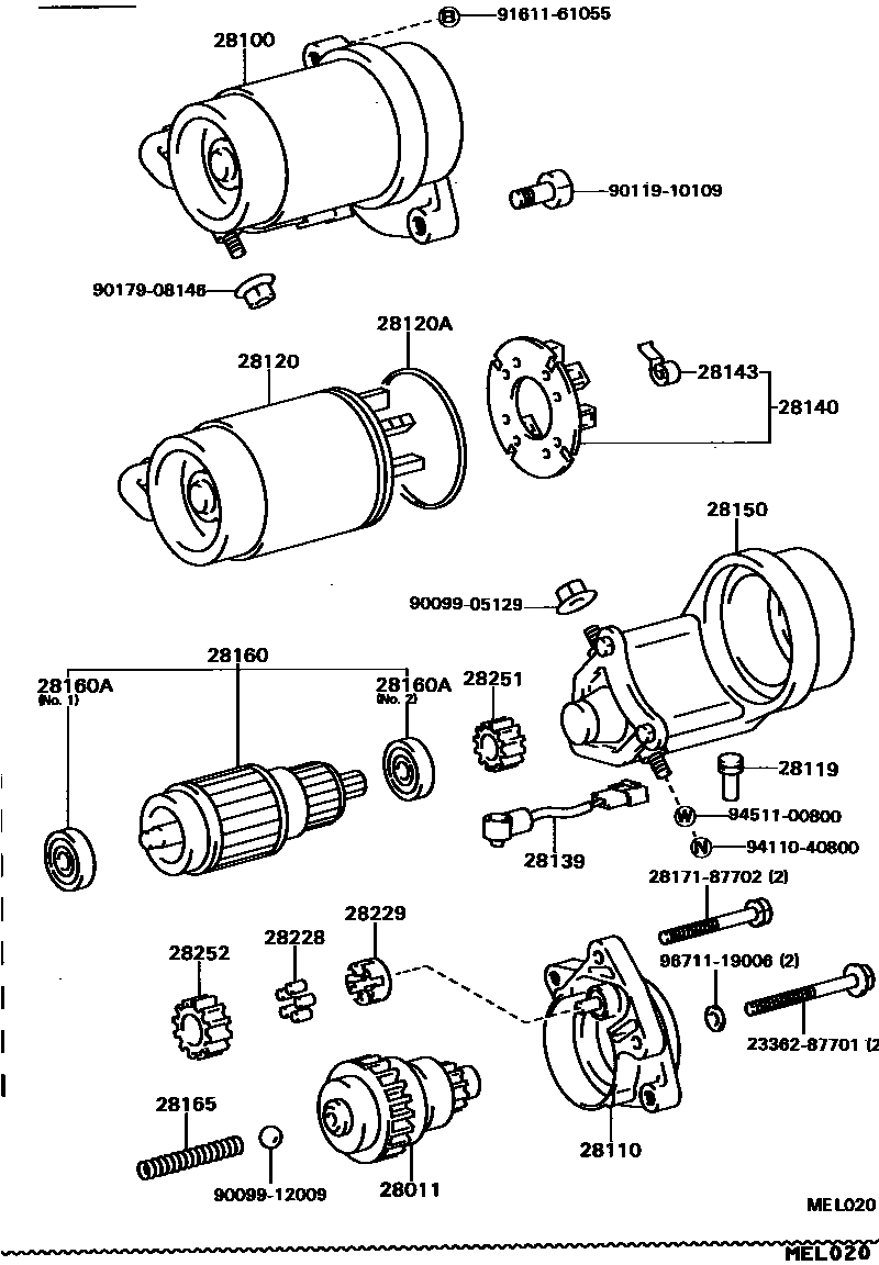 Toyota CAMRY 起动机 EPC diagram — MEL020