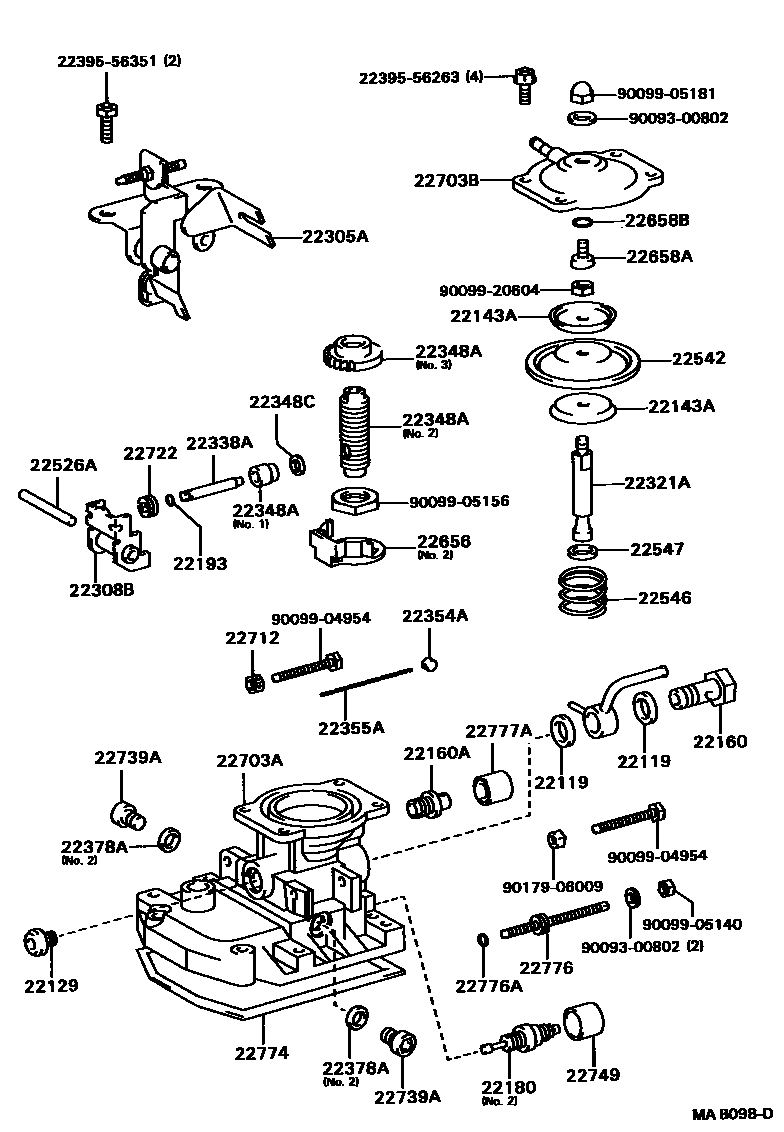 Toyota CAMRY 喷油泵体 EPC diagram — MAB098D