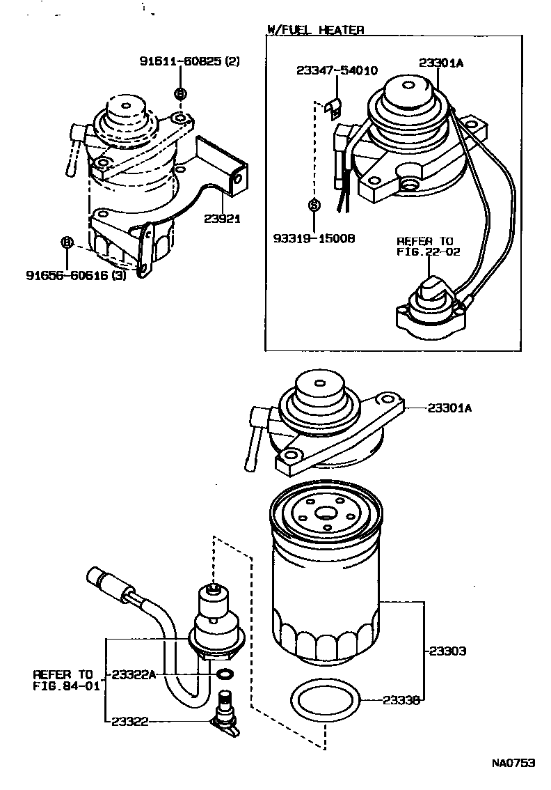Toyota CAMRY fuel filter EPC diagram — NA0753