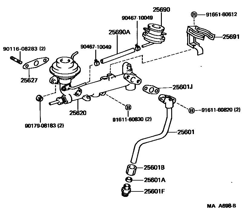 Toyota CAMRY 废气再循环系统 EPC diagram — MAA698B