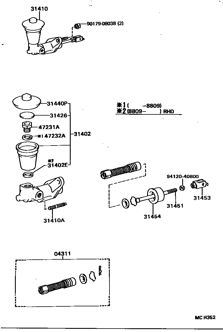 Toyota CAMRY 离合器总泵 EPC diagram — MCH352