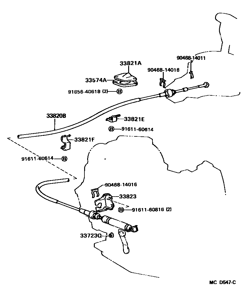 Toyota CAMRY Shift Lever & Retainer EPC diagram — MCD547C