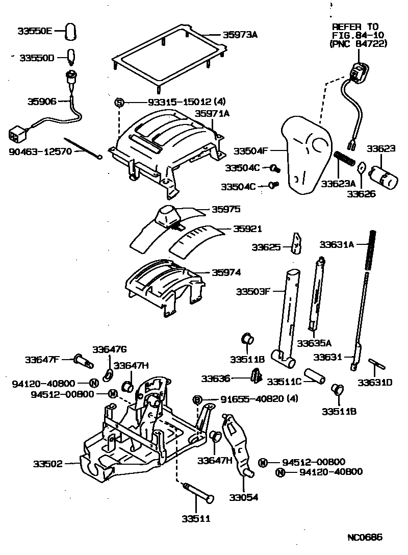 Toyota CAMRY Shift Lever & Retainer EPC diagram — NC0686