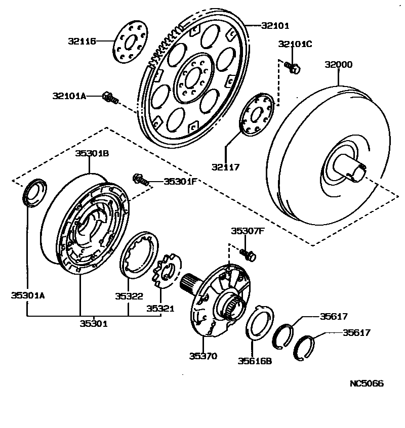 Toyota CAMRY 变矩器、前油泵和链条(ATM) EPC diagram — NC5066