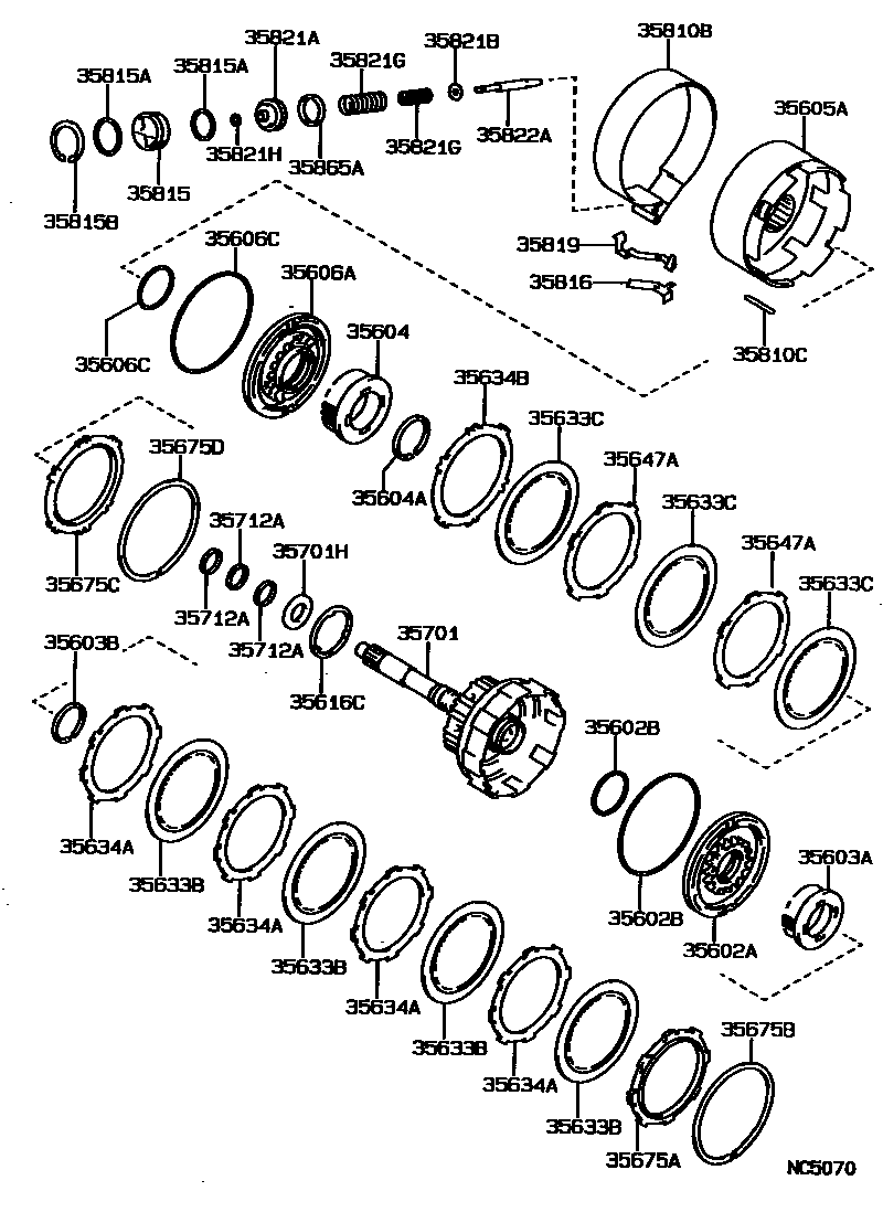 Toyota CAMRY 制动带和多片式离合器(ATM) EPC diagram — NC5070