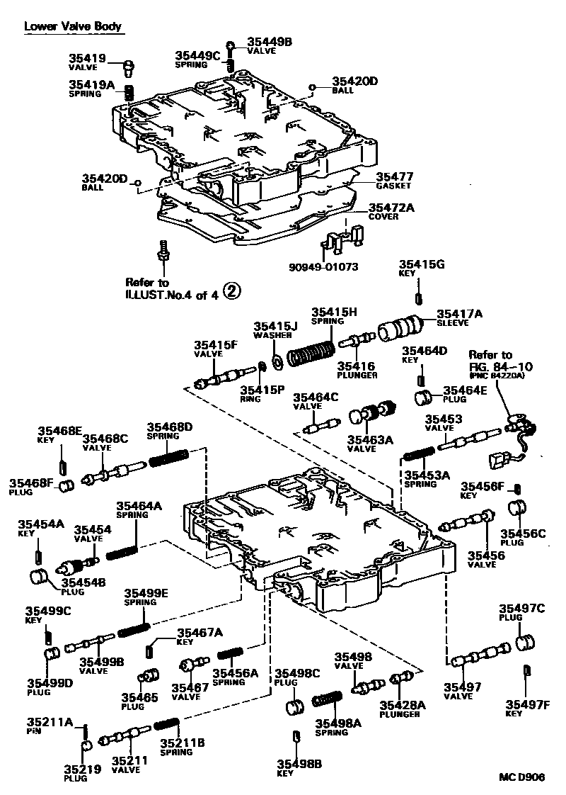 Toyota CAMRY 阀体和滤油网(ATM) EPC diagram — MCD906