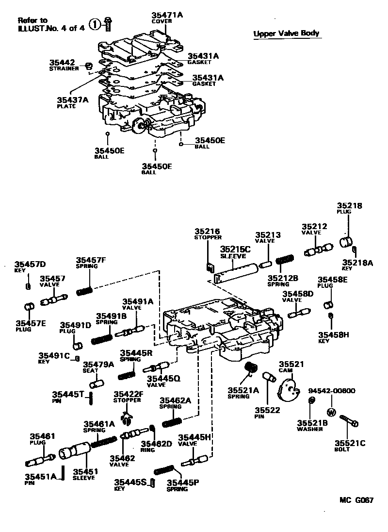 Toyota CAMRY 阀体和滤油网(ATM) EPC diagram — MCG067