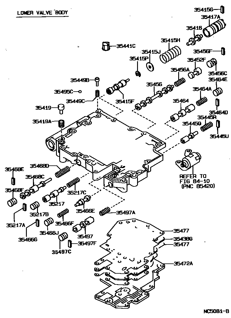 Toyota CAMRY 阀体和滤油网(ATM) EPC diagram — NC5081B