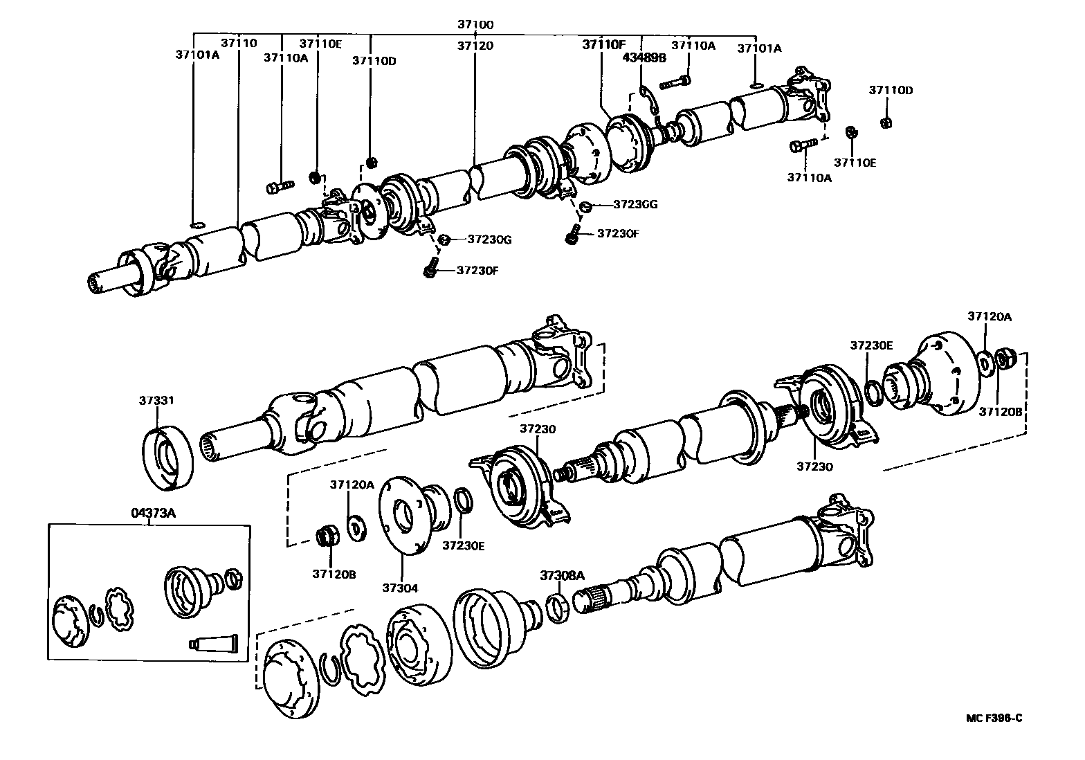 Toyota CAMRY Propeller Shaft & Universal Joint EPC diagram — MCF396C