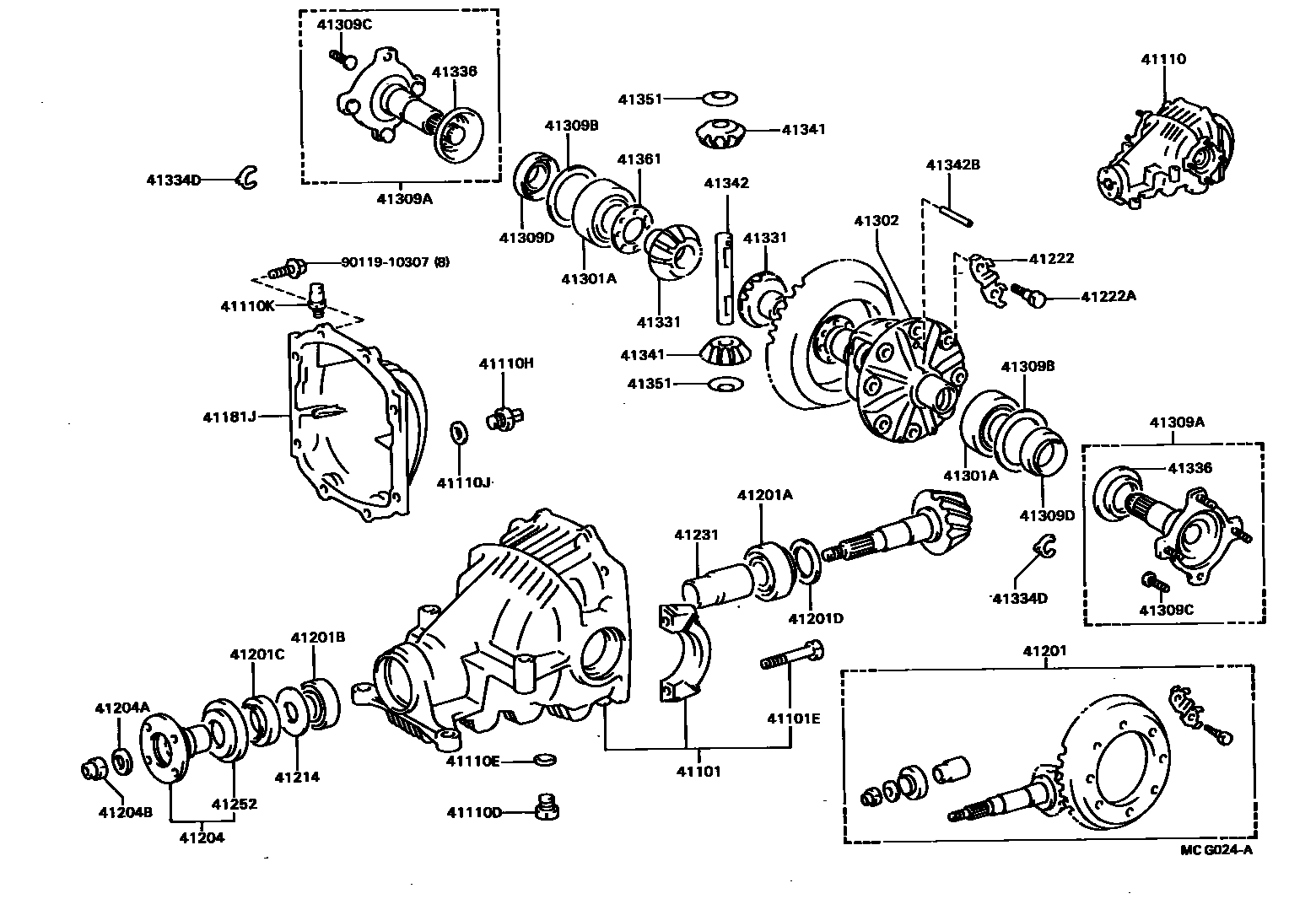 Toyota CAMRY 后桥壳和差速器 EPC diagram — MCG024A