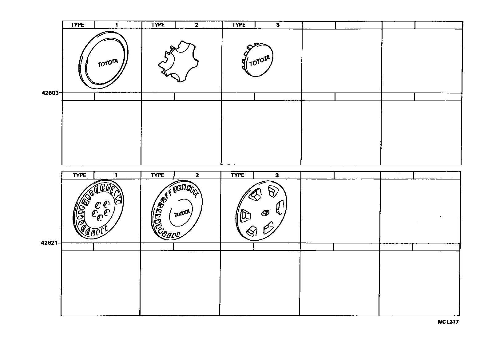 Toyota CAMRY 车轮和车轮盖 EPC diagram — MCL377