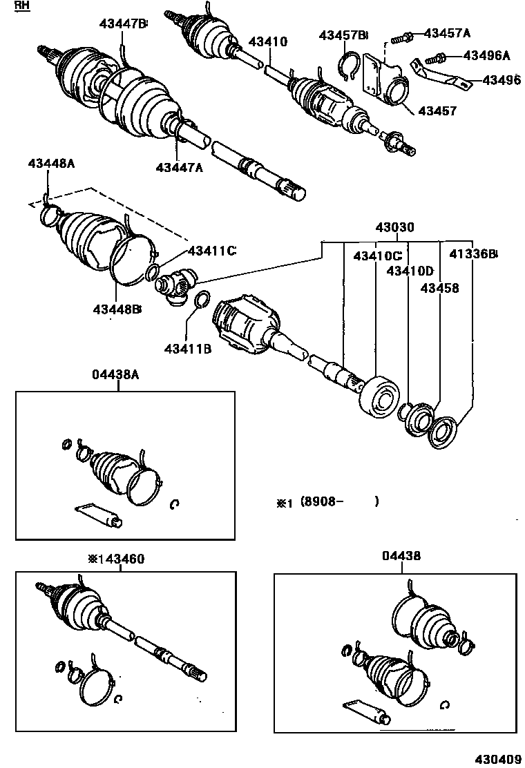 Toyota CAMRY Front Drive Shaft EPC diagram — 430409