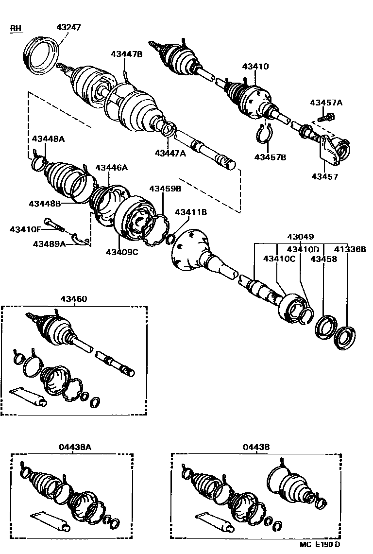 Toyota CAMRY Front Drive Shaft EPC diagram — MCE190D