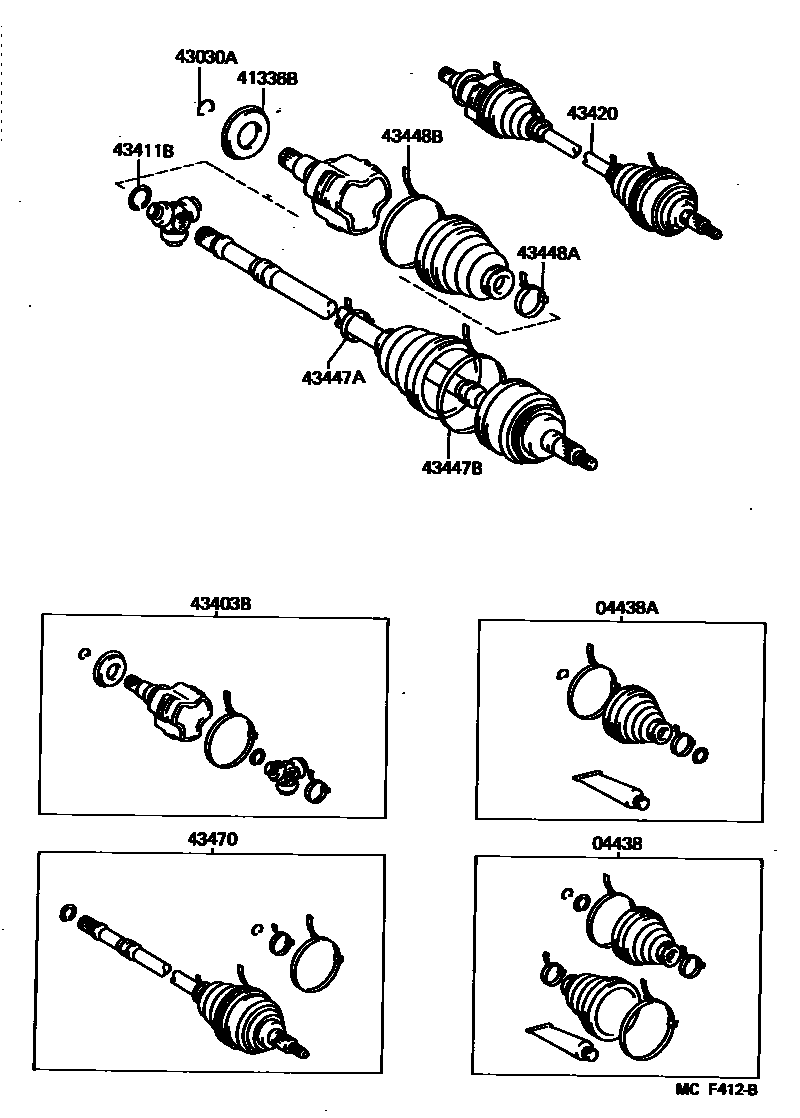 Toyota CAMRY Front Drive Shaft EPC diagram — MCF412B