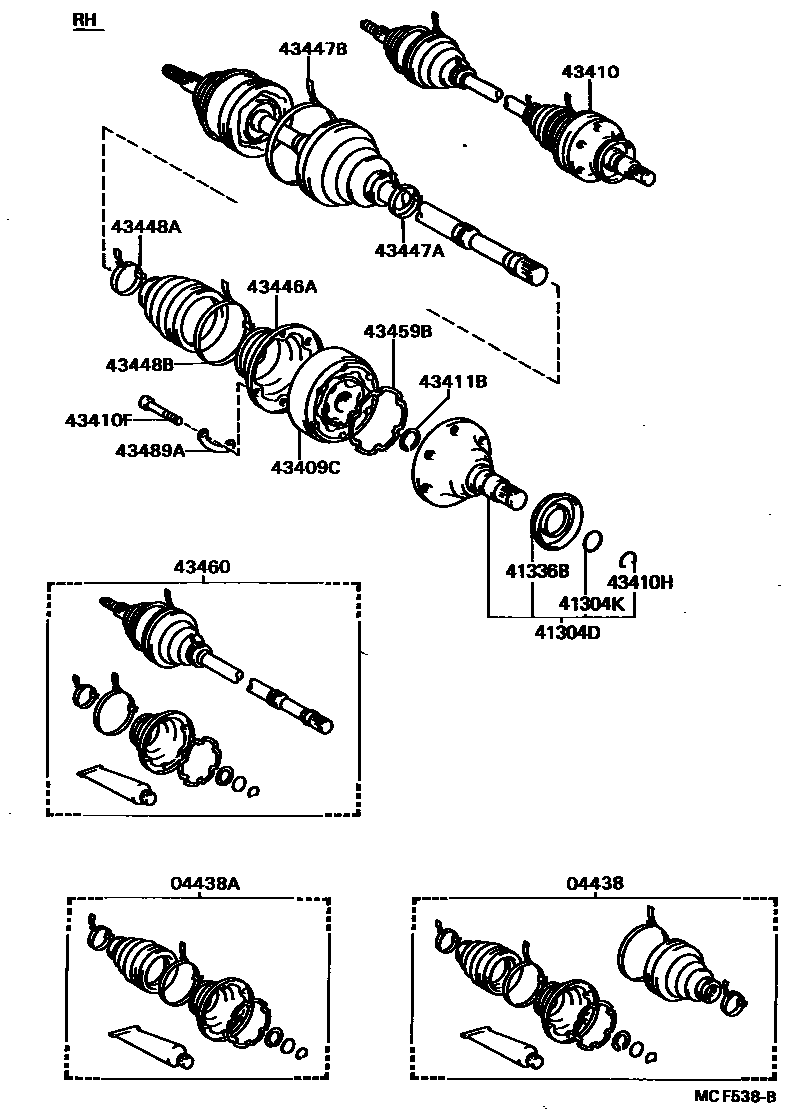 Toyota CAMRY Front Drive Shaft EPC diagram — MCF538B