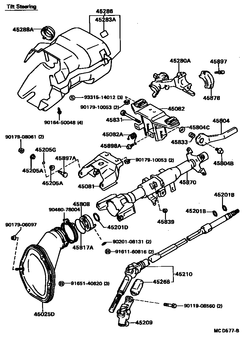 Toyota CAMRY Steering Column & Shaft EPC diagram — MCD577B