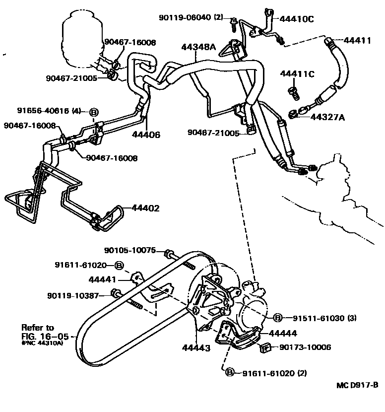 Toyota CAMRY 动力转向配管 EPC diagram — MCD917B