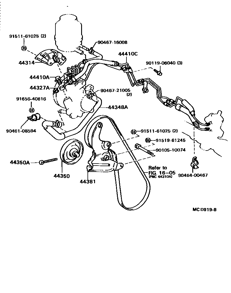 Toyota CAMRY 动力转向配管 EPC diagram — MCD919B