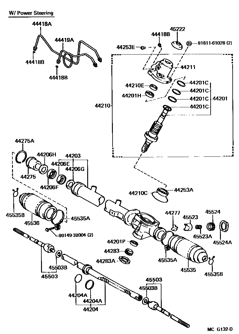 Toyota CAMRY 前转向齿轮和连杆 EPC diagram — MCG132D