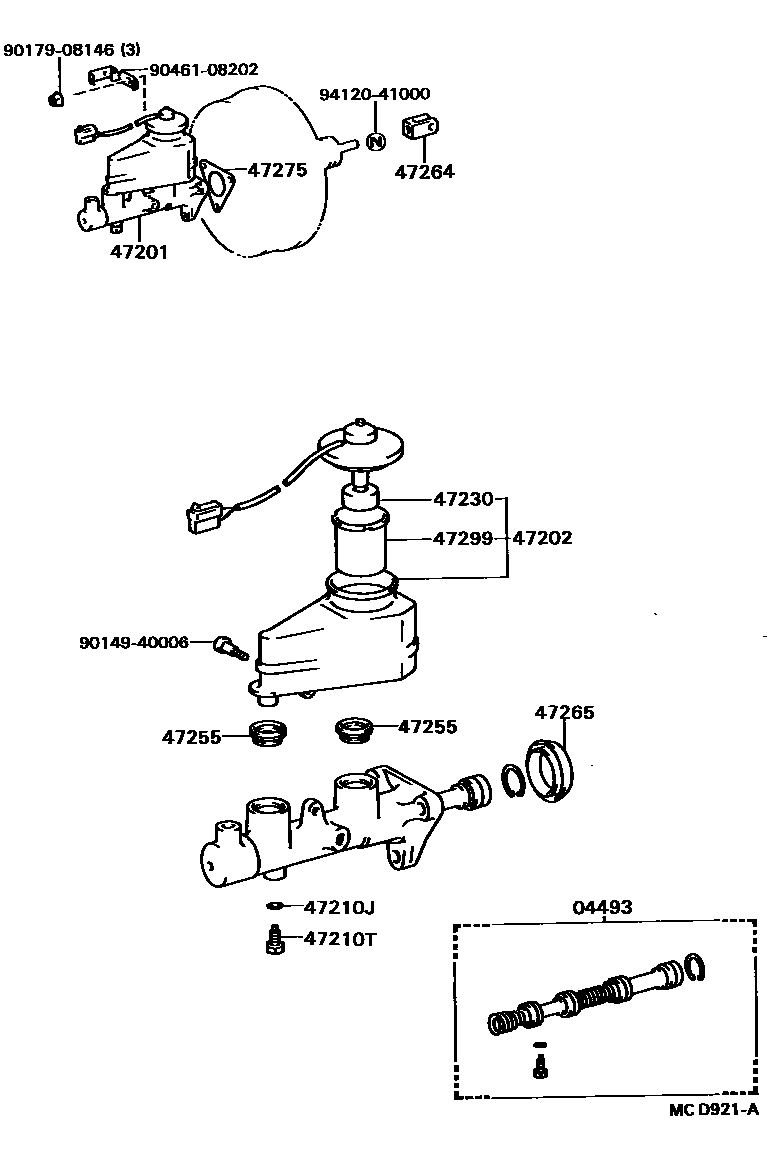 Toyota CAMRY 制动总泵 EPC diagram — MCD921A