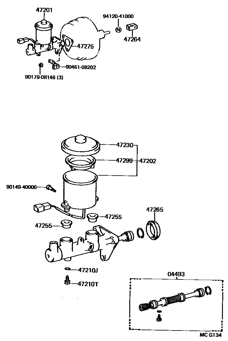 Toyota CAMRY 制动总泵 EPC diagram — MCG134