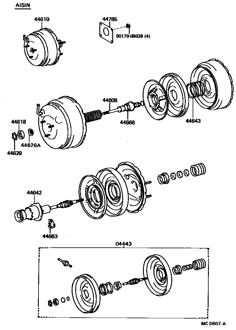 Toyota CAMRY 制动助力器和真空管 EPC diagram — MCD607A