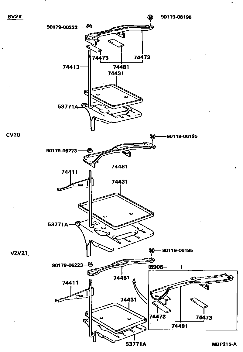 Toyota CAMRY battery holder EPC diagram — MBP215A