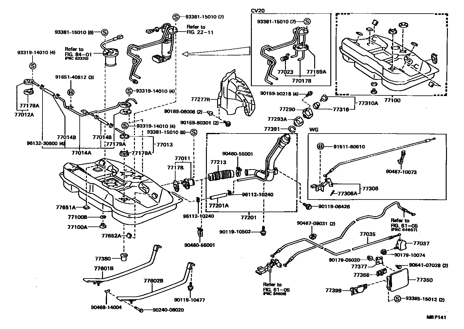 Toyota CAMRY 燃油箱和燃油管 EPC diagram — MBP141