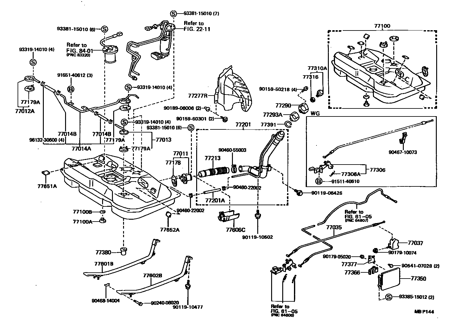 Toyota CAMRY 燃油箱和燃油管 EPC diagram — MBP144