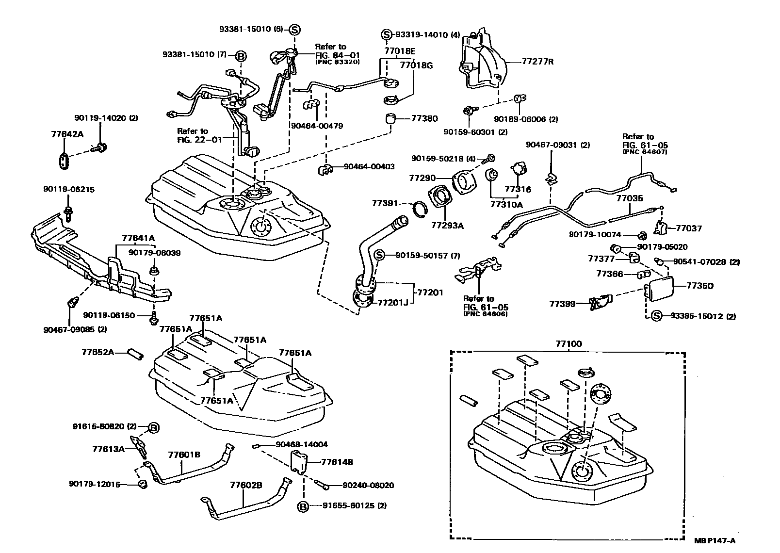 Toyota CAMRY 燃油箱和燃油管 EPC diagram — MBP147A