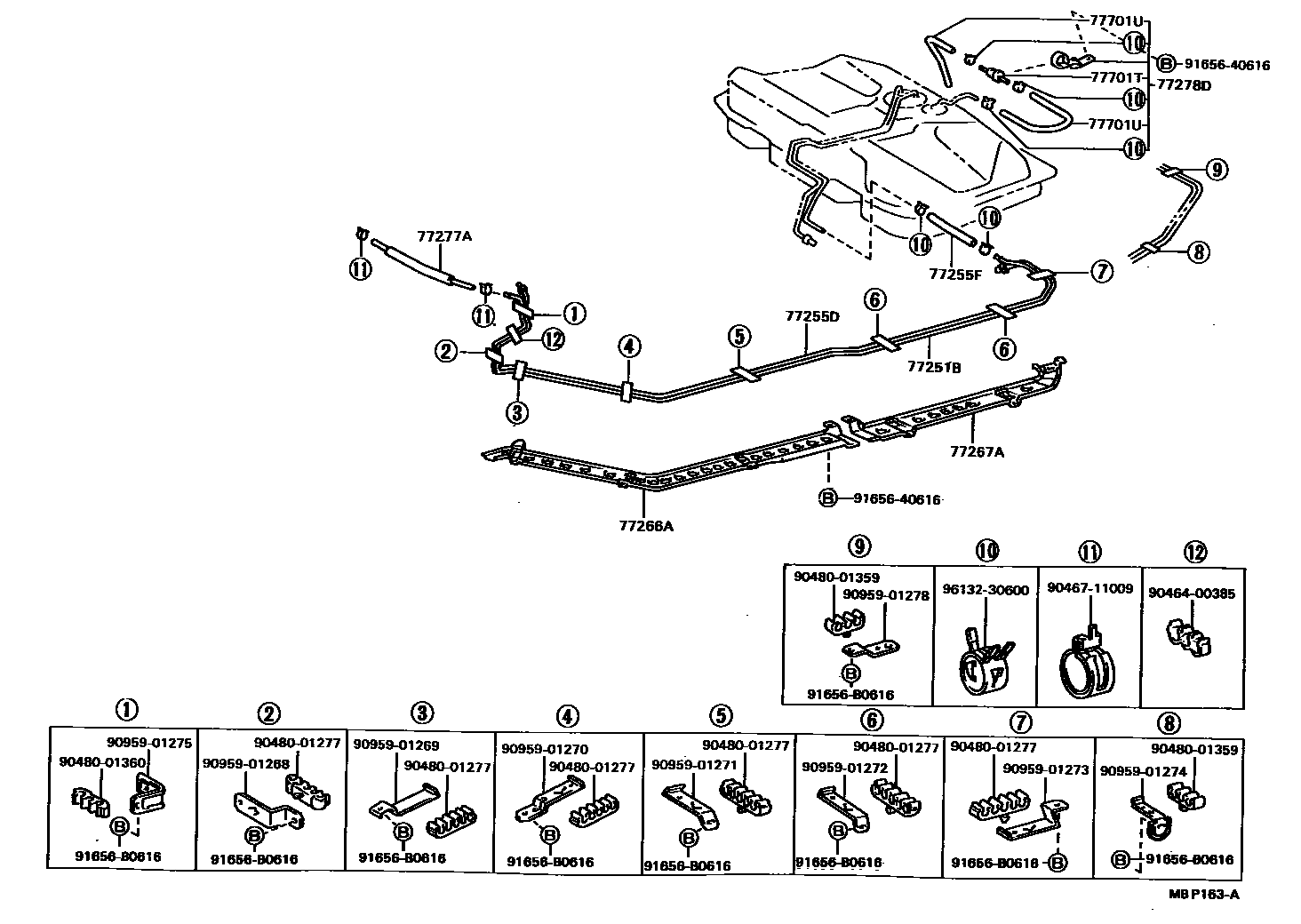 Toyota CAMRY 燃油箱和燃油管 EPC diagram — MBP163A