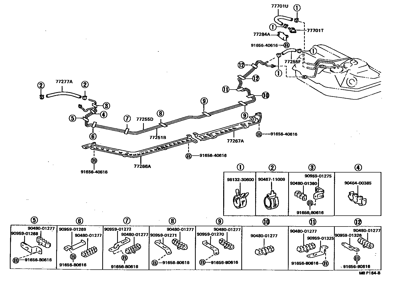 Toyota CAMRY 燃油箱和燃油管 EPC diagram — MBP164B
