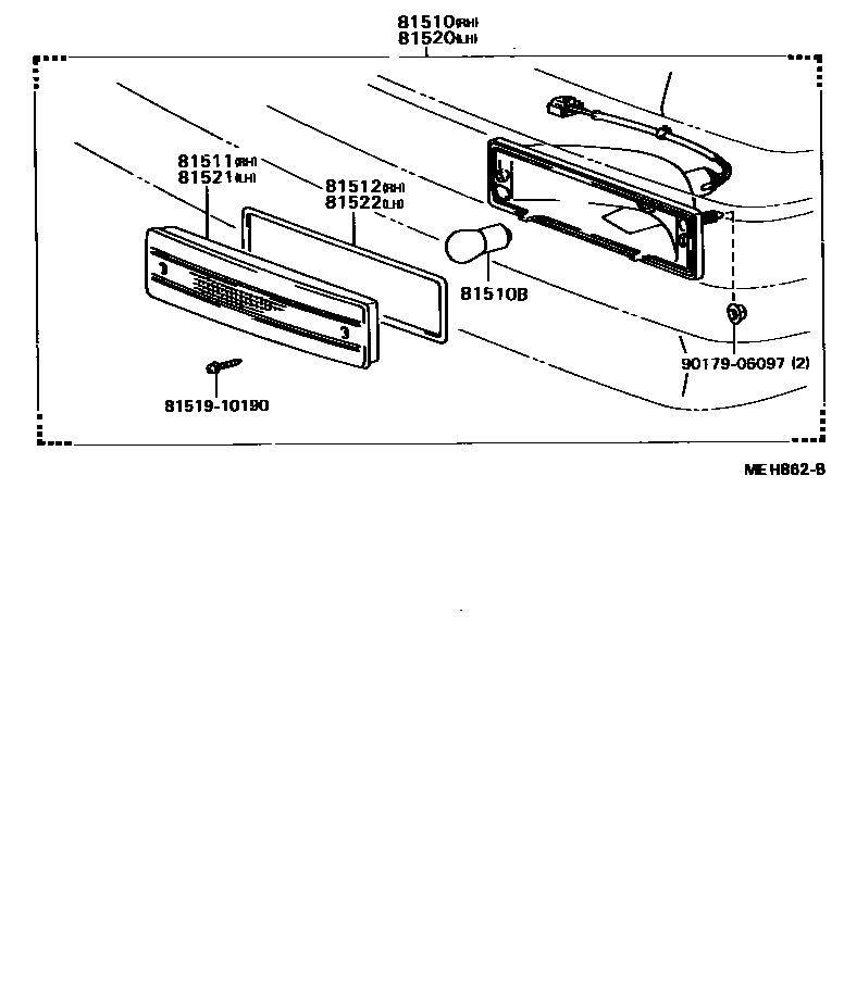 Toyota CAMRY 前转向灯 EPC diagram — MEH862B