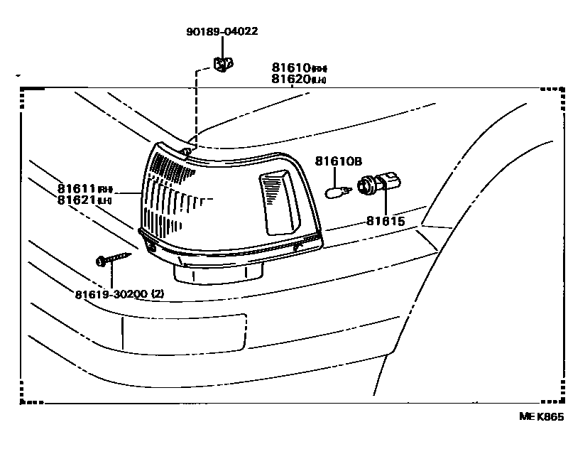 Toyota CAMRY 前示宽灯 EPC diagram — MEK865