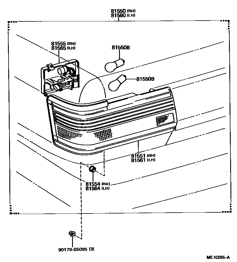 Toyota CAMRY 后组合灯 EPC diagram — MEH395A
