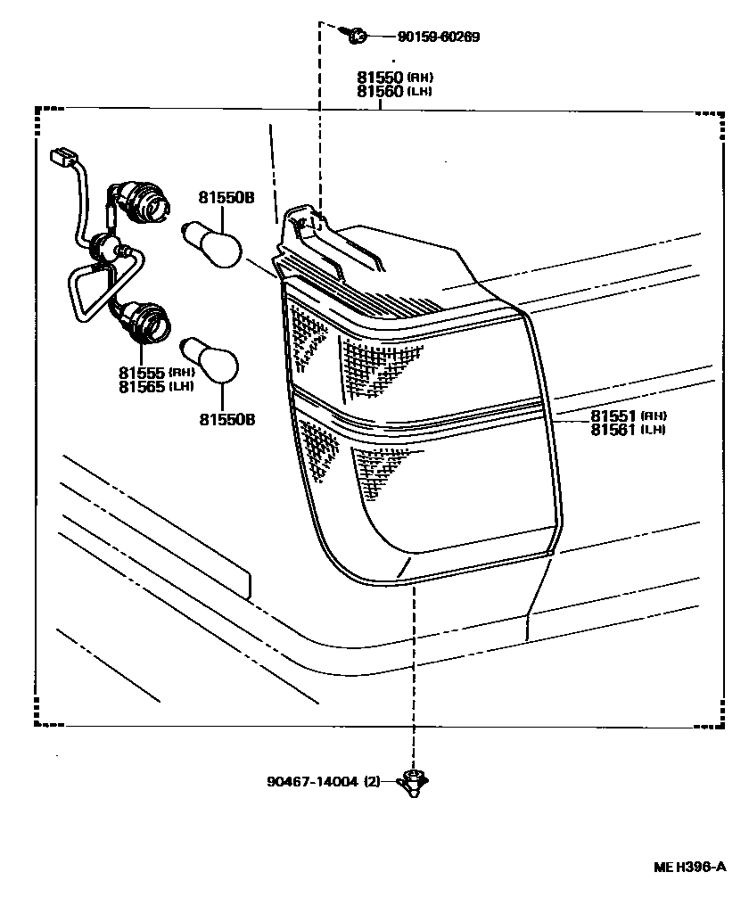 Toyota CAMRY 后组合灯 EPC diagram — MEH396A